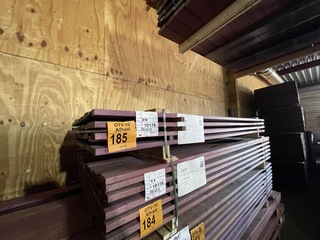 Ca. 52x Purple Heart hardhouten planken geschaafd, 21x70mm, lengte 185